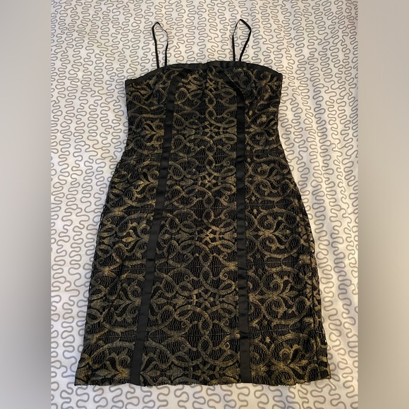 Black and Gold Short Dress - Picture 1 of 4